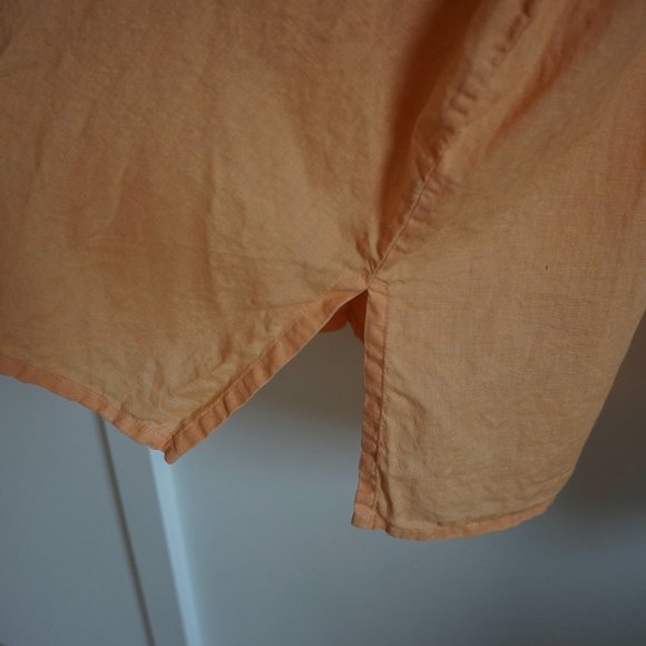 Eileen Fisher Linen Button-Up Shirt Orange Size S - Picture 8 of 11